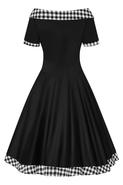 Darlene Retro Black Gingham Swing Dress